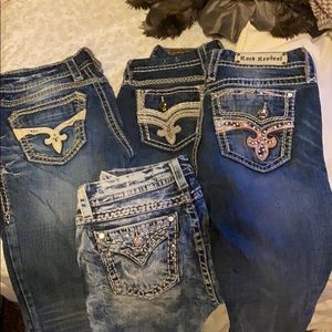 Rock revival/miss me jeans.